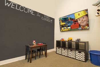 Children's play room in fitness studio